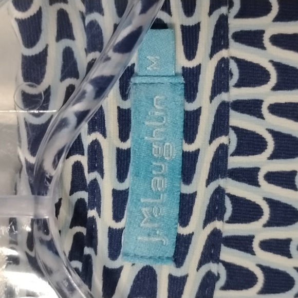 J. McLaughlin Luxury Blue and White Midi Shirt Dress Preppy Minimalist - Picture 5 of 16